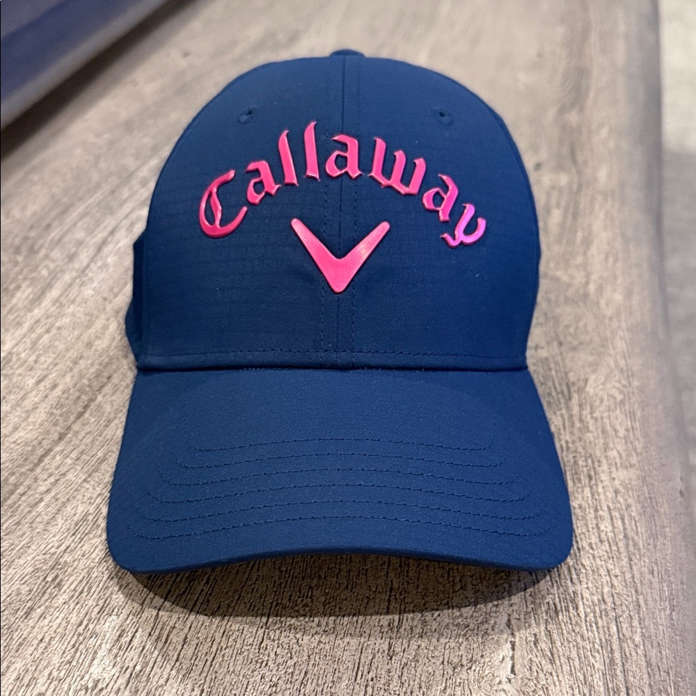 Callaway Dark Blue Hat with Bright Pink Emblem